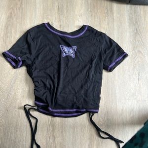 Purple and black butterfly shirt
